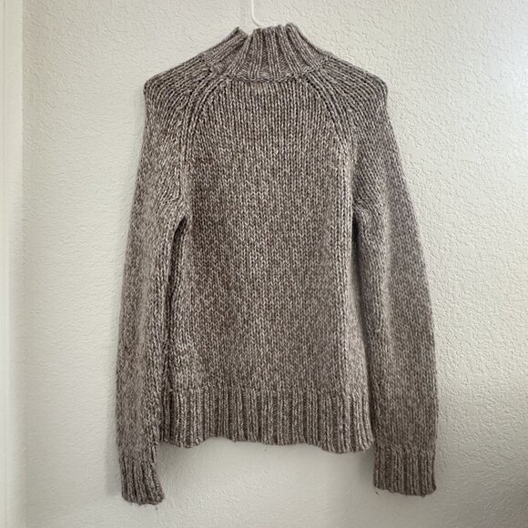 Eagles Eye Womens Knit Mock Turtleneck Sweater M Beige Wool Alpaca Fishermen 90s - Picture 2 of 7